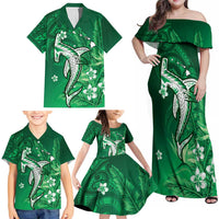 Personalized Hawaiian Maori Hammerhead Shark Family Matching Off Shoulder Maxi Dress and Hawaiian Shirt Omaomao Plumeria - Polynesian Pride