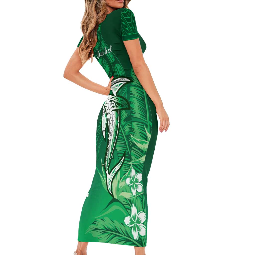 Personalized Hawaiian Maori Hammerhead Shark Family Matching Short Sleeve Bodycon Dress and Hawaiian Shirt Omaomao Plumeria - Polynesian Pride