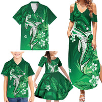 Personalized Hawaiian Maori Hammerhead Shark Family Matching Summer Maxi Dress and Hawaiian Shirt Omaomao Plumeria