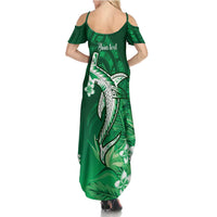 Personalized Hawaiian Maori Hammerhead Shark Family Matching Summer Maxi Dress and Hawaiian Shirt Omaomao Plumeria