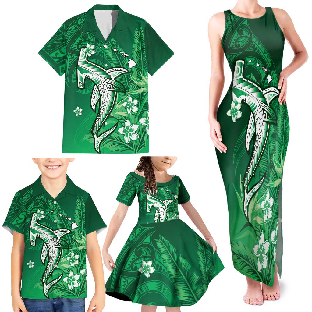 Personalized Hawaiian Maori Hammerhead Shark Family Matching Tank Maxi Dress and Hawaiian Shirt Omaomao Plumeria LT9 - Polynesian Pride