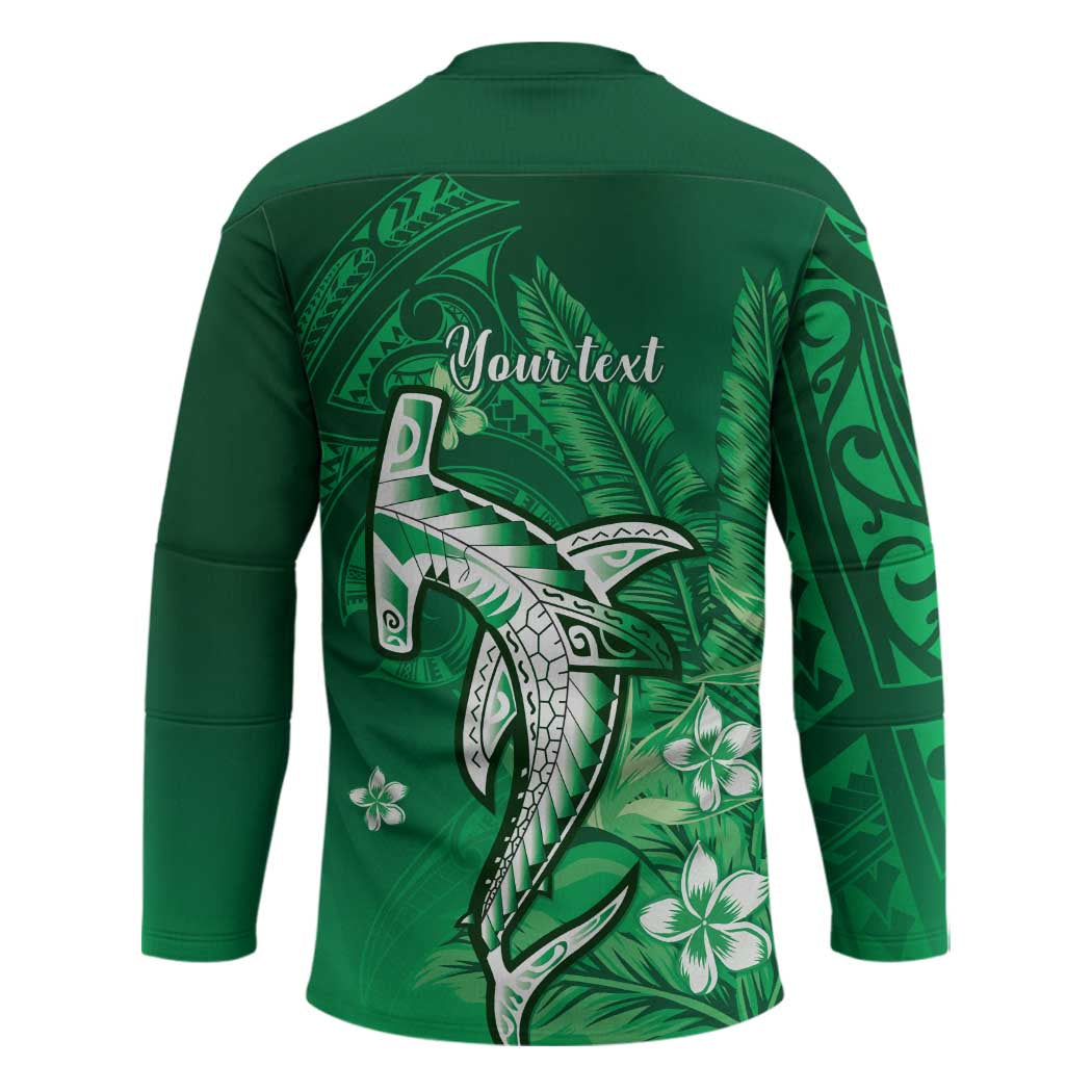 Personalized Hawaiian Maori Hammerhead Shark Hockey Jersey Omaomao Plumeria - Polynesian Pride