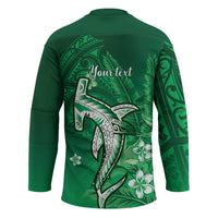 Personalized Hawaiian Maori Hammerhead Shark Hockey Jersey Omaomao Plumeria - Polynesian Pride