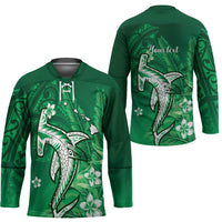 Personalized Hawaiian Maori Hammerhead Shark Hockey Jersey Omaomao Plumeria - Polynesian Pride