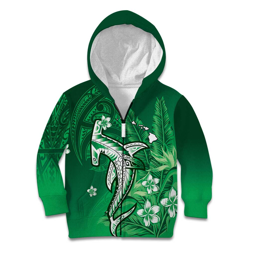 Personalized Hawaiian Maori Hammerhead Shark Kid Hoodie Omaomao Plumeria - Polynesian Pride