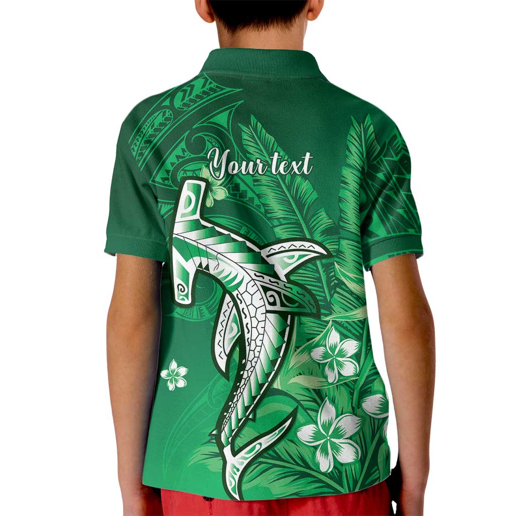 Personalized Hawaiian Maori Hammerhead Shark Kid Polo Shirt Omaomao Plumeria - Polynesian Pride