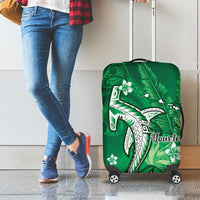 Personalized Hawaiian Maori Hammerhead Shark Luggage Cover Omaomao Plumeria - Polynesian Pride