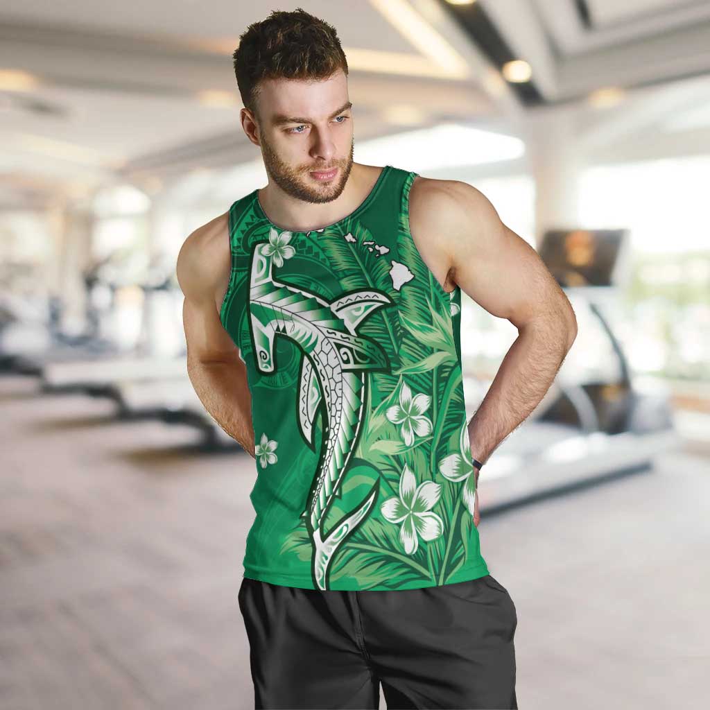 Personalized Hawaiian Maori Hammerhead Shark Men Tank Top Omaomao Plumeria - Polynesian Pride