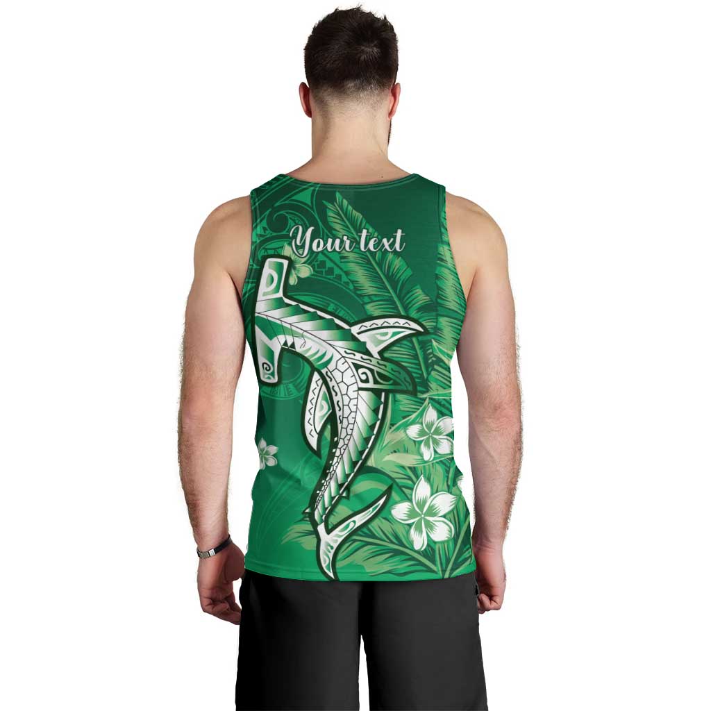 Personalized Hawaiian Maori Hammerhead Shark Men Tank Top Omaomao Plumeria - Polynesian Pride