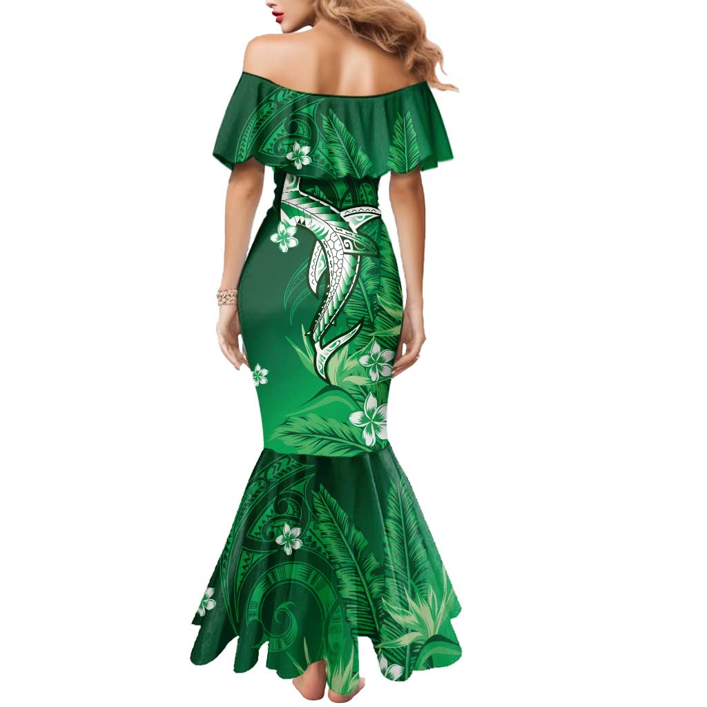Personalized Hawaiian Maori Hammerhead Shark Mermaid Dress Omaomao Plumeria - Polynesian Pride