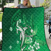 Personalized Hawaiian Maori Hammerhead Shark Quilt Omaomao Plumeria - Polynesian Pride