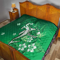 Personalized Hawaiian Maori Hammerhead Shark Quilt Omaomao Plumeria - Polynesian Pride