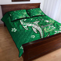 Personalized Hawaiian Maori Hammerhead Shark Quilt Bed Set Omaomao Plumeria - Polynesian Pride