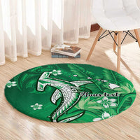 Personalized Hawaiian Maori Hammerhead Shark Round Carpet Omaomao Plumeria - Polynesian Pride