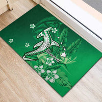 Personalized Hawaiian Maori Hammerhead Shark Rubber Doormat Omaomao Plumeria - Polynesian Pride