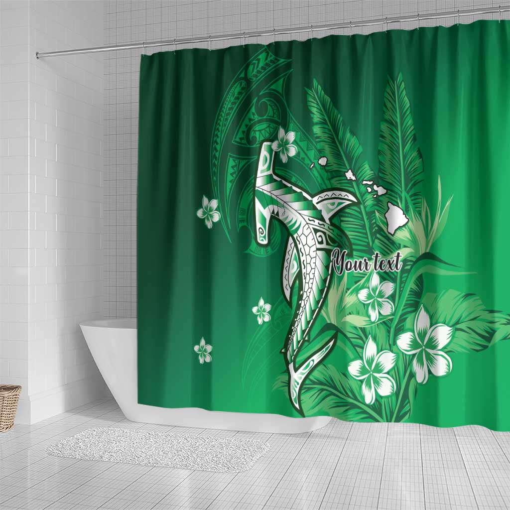 Personalized Hawaiian Maori Hammerhead Shark Shower Curtain Omaomao Plumeria - Polynesian Pride