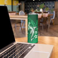 Personalized Hawaiian Maori Hammerhead Shark Skinny Tumbler Omaomao Plumeria - Polynesian Pride