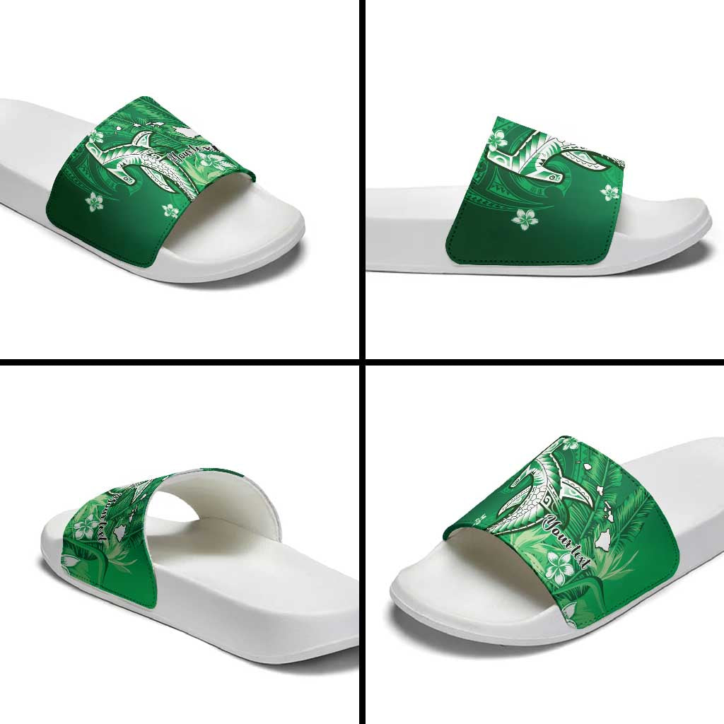 Personalized Hawaiian Maori Hammerhead Shark Slide Sandals Omaomao Plumeria - Polynesian Pride