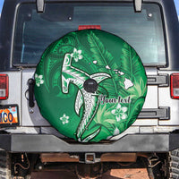 Personalized Hawaiian Maori Hammerhead Shark Spare Tire Cover Omaomao Plumeria - Polynesian Pride