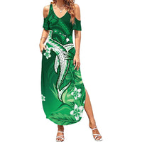 Personalized Hawaiian Maori Hammerhead Shark Summer Maxi Dress Omaomao Plumeria - Polynesian Pride