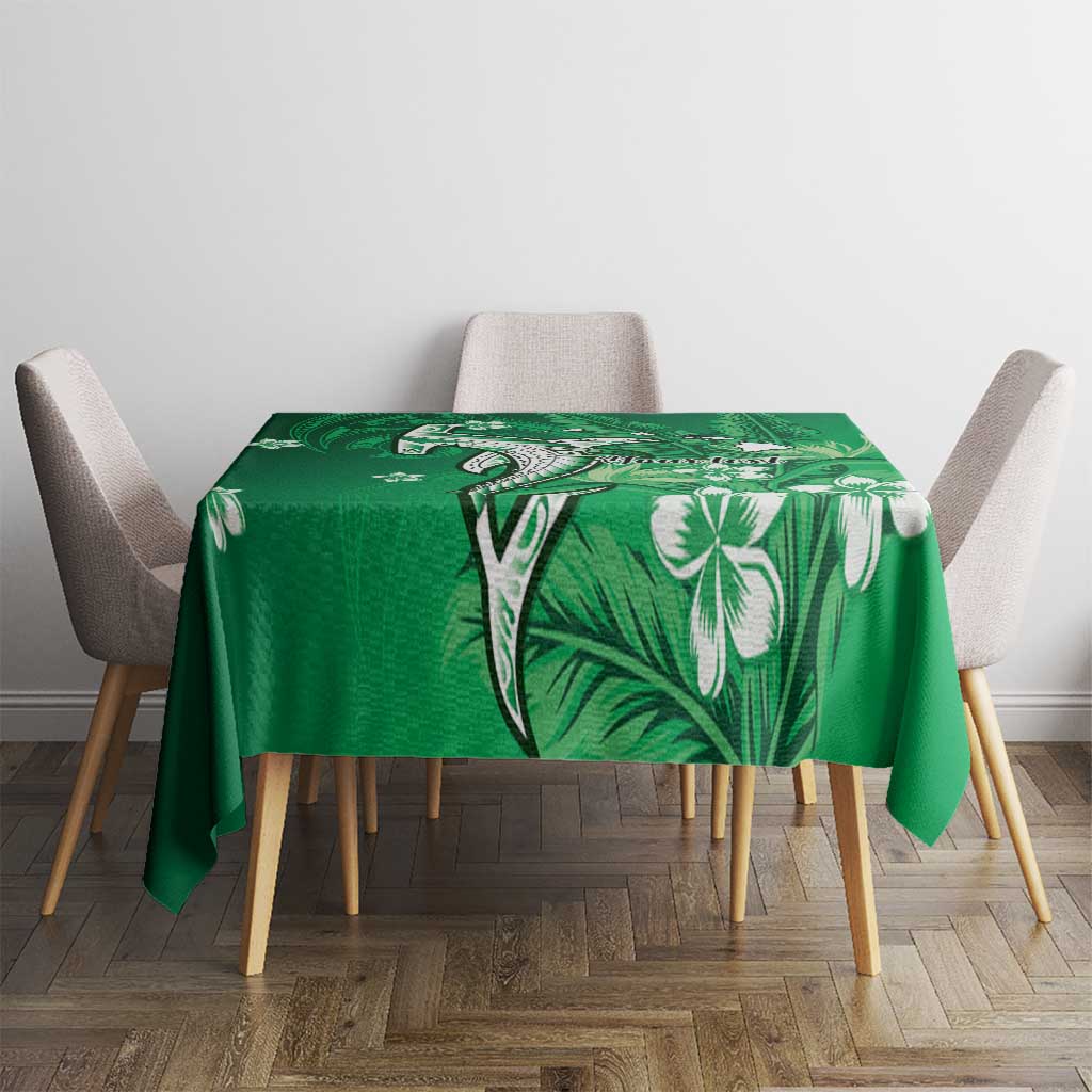 Personalized Hawaiian Maori Hammerhead Shark Tablecloth Omaomao Plumeria - Polynesian Pride