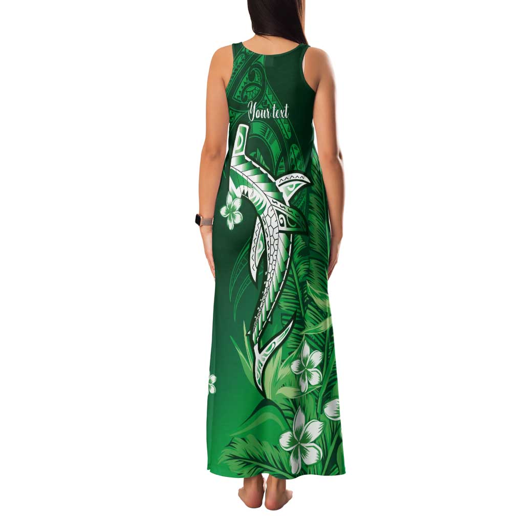Personalized Hawaiian Maori Hammerhead Shark Tank Maxi Dress Omaomao Plumeria - Polynesian Pride