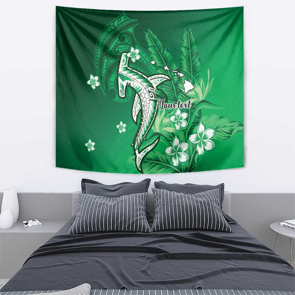 Personalized Hawaiian Maori Hammerhead Shark Tapestry Omaomao Plumeria - Polynesian Pride