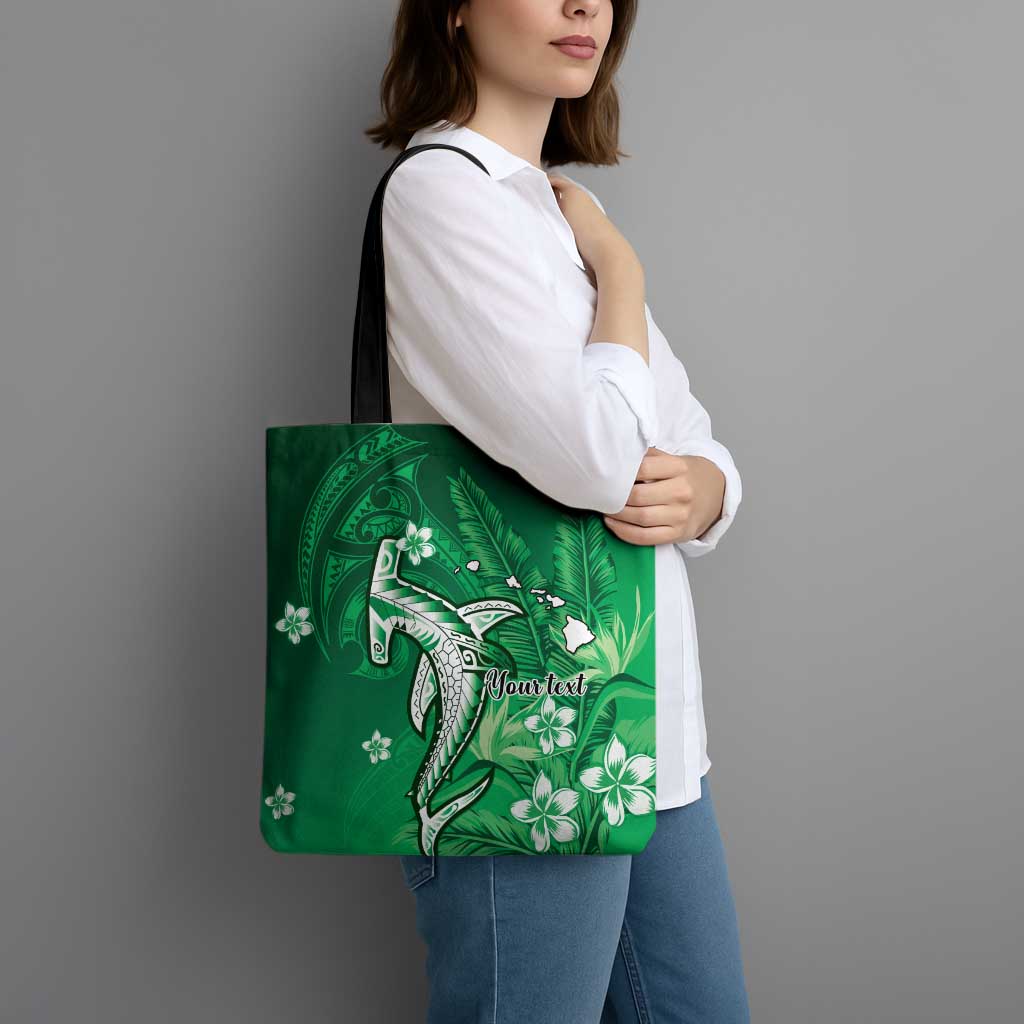 Personalized Hawaiian Maori Hammerhead Shark Tote Bag Omaomao Plumeria - Polynesian Pride
