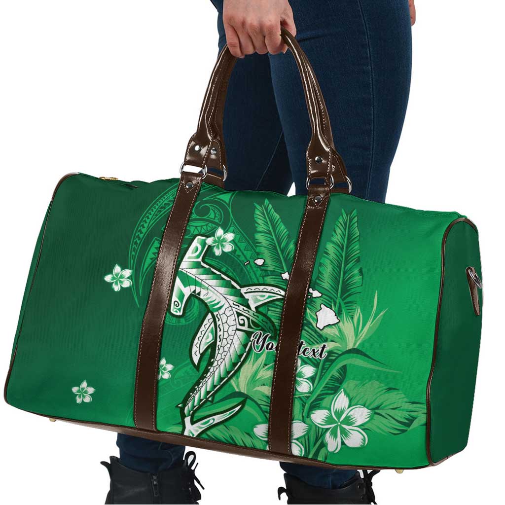 Personalized Hawaiian Maori Hammerhead Shark Travel Bag Omaomao Plumeria - Polynesian Pride
