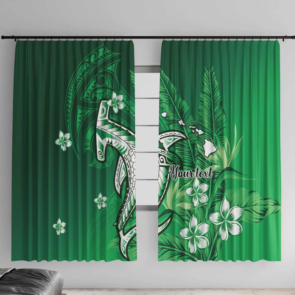 Personalized Hawaiian Maori Hammerhead Shark Window Curtain Omaomao Plumeria - Polynesian Pride