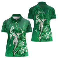Personalized Hawaiian Maori Hammerhead Shark Women Polo Shirt Omaomao Plumeria - Polynesian Pride