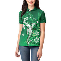 Personalized Hawaiian Maori Hammerhead Shark Women Polo Shirt Omaomao Plumeria - Polynesian Pride
