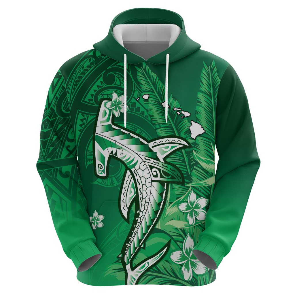 Personalized Hawaiian Maori Hammerhead Shark Zip Hoodie Omaomao Plumeria - Polynesian Pride
