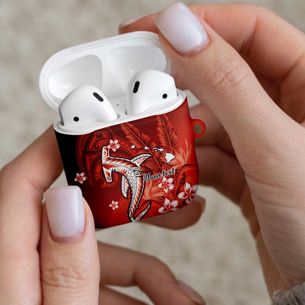 Personalized Hawaiian Maori Hammerhead Shark AirPods Case Ulaula Plumeria - Polynesian Pride