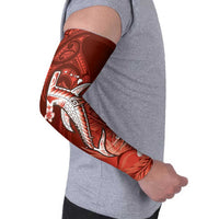 Personalized Hawaiian Maori Hammerhead Shark Arm Sleeves Ulaula Plumeria - Polynesian Pride