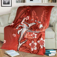 Personalized Hawaiian Maori Hammerhead Shark Blanket Ulaula Plumeria - Polynesian Pride