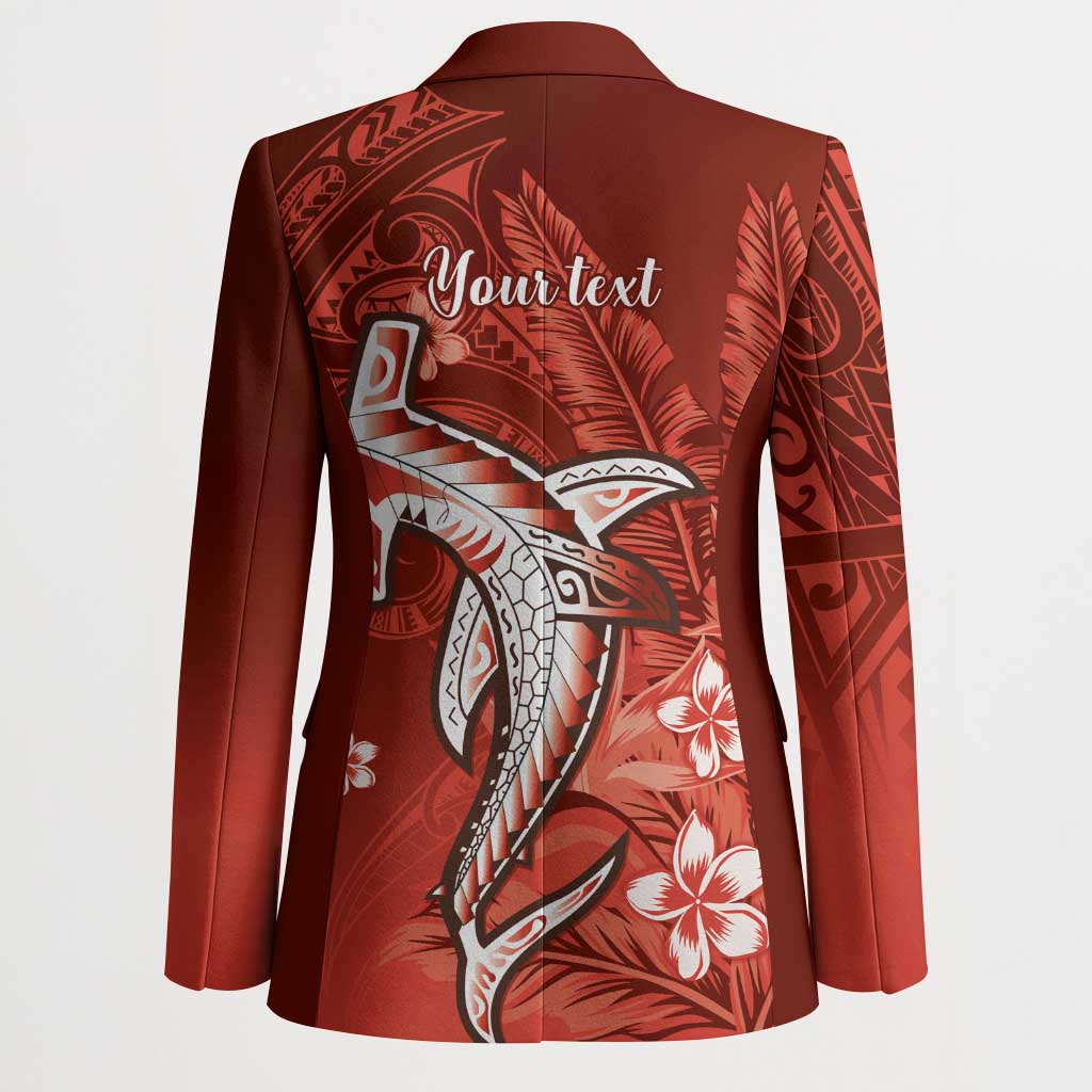 Personalized Hawaiian Maori Hammerhead Shark Blazer Ulaula Plumeria - Polynesian Pride