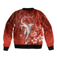Personalized Hawaiian Maori Hammerhead Shark Bomber Jacket Ulaula Plumeria - Polynesian Pride