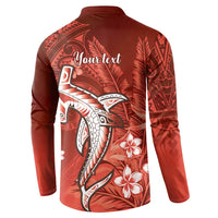 Personalized Hawaiian Maori Hammerhead Shark Button Sweatshirt Ulaula Plumeria LT9 - Polynesian Pride