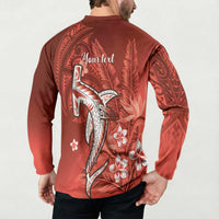 Personalized Hawaiian Maori Hammerhead Shark Button Sweatshirt Ulaula Plumeria LT9 - Polynesian Pride