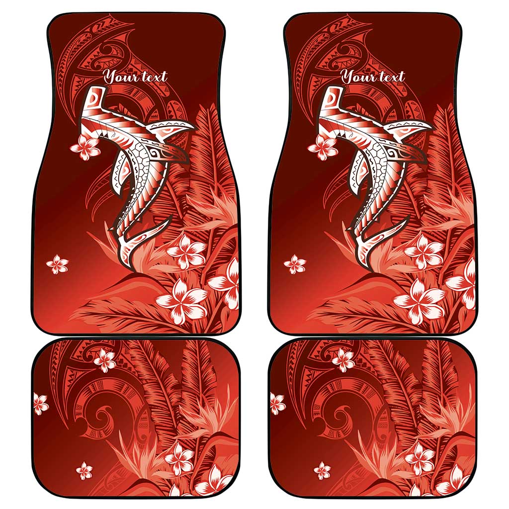 Personalized Hawaiian Maori Hammerhead Shark Car Mats Ulaula Plumeria - Polynesian Pride