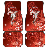 Personalized Hawaiian Maori Hammerhead Shark Car Mats Ulaula Plumeria - Polynesian Pride
