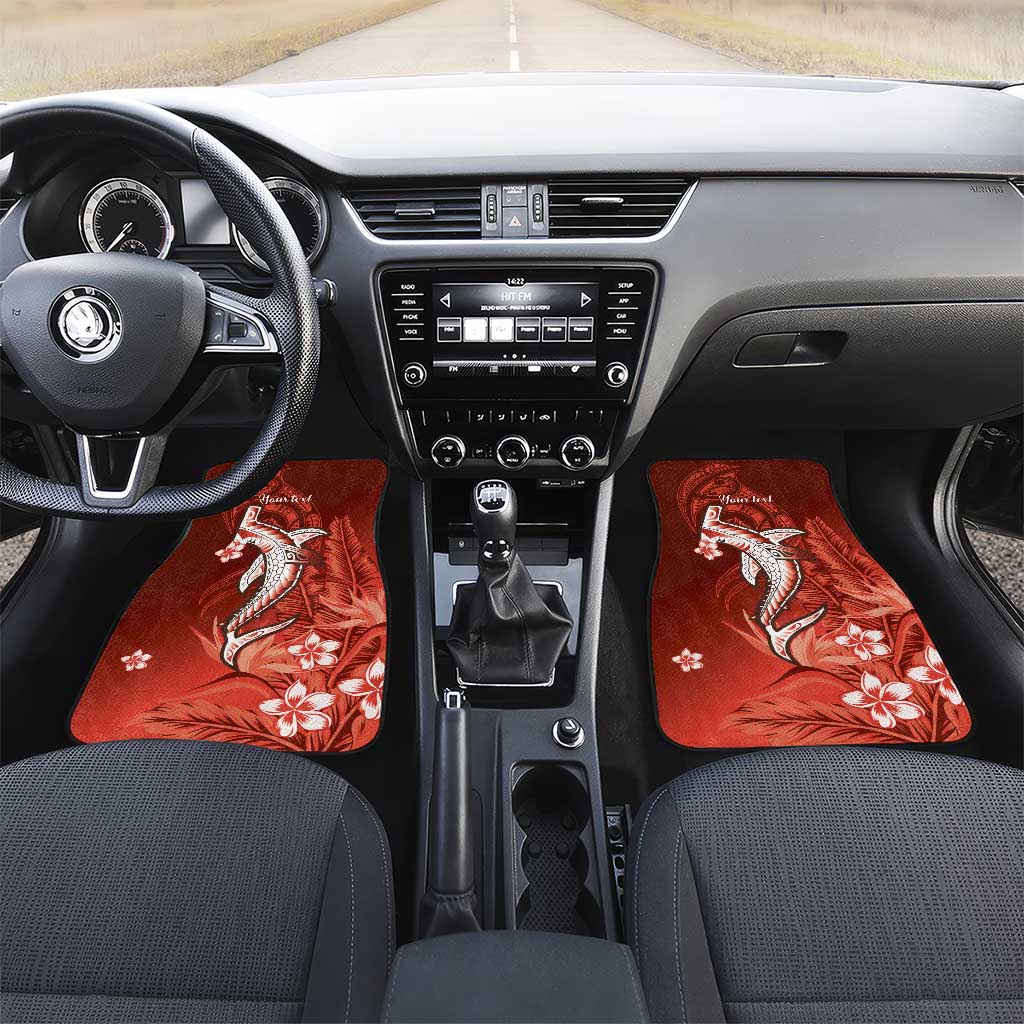 Personalized Hawaiian Maori Hammerhead Shark Car Mats Ulaula Plumeria - Polynesian Pride