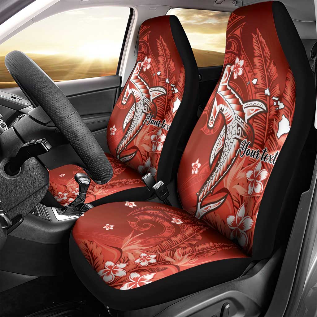 Personalized Hawaiian Maori Hammerhead Shark Car Seat Cover Ulaula Plumeria - Polynesian Pride