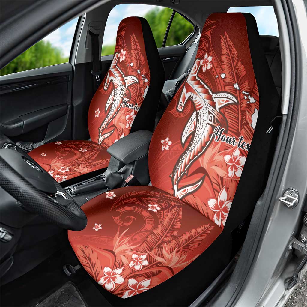 Personalized Hawaiian Maori Hammerhead Shark Car Seat Cover Ulaula Plumeria - Polynesian Pride