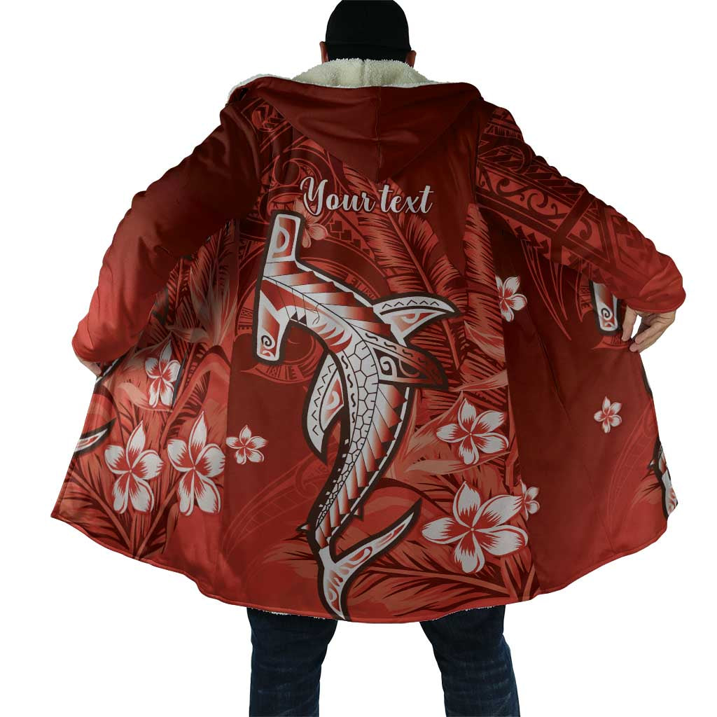 Personalized Hawaiian Maori Hammerhead Shark Cloak Ulaula Plumeria - Polynesian Pride