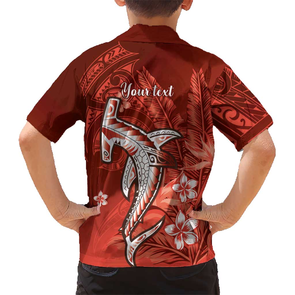 Personalized Hawaiian Maori Hammerhead Shark Family Matching Off Shoulder Short Dress and Hawaiian Shirt Ulaula Plumeria