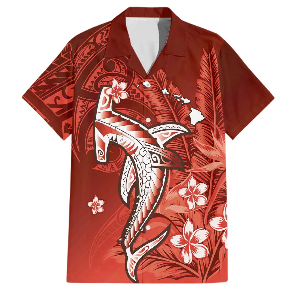 Personalized Hawaiian Maori Hammerhead Shark Family Matching Off Shoulder Short Dress and Hawaiian Shirt Ulaula Plumeria