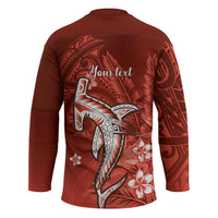 Personalized Hawaiian Maori Hammerhead Shark Hockey Jersey Ulaula Plumeria - Polynesian Pride