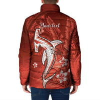 Personalized Hawaiian Maori Hammerhead Shark Padded Jacket Ulaula Plumeria - Polynesian Pride